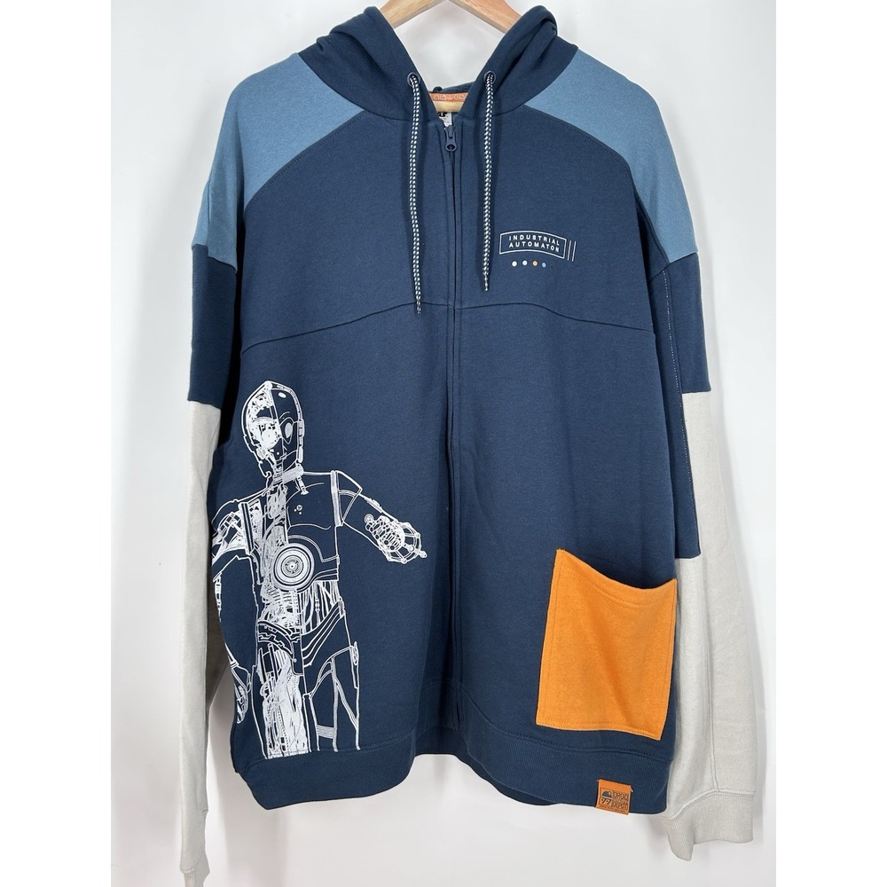 NEW Star Wars Hoodie Adult L Blue Droid Depot C-3PO Galaxys Edge Disney Parks